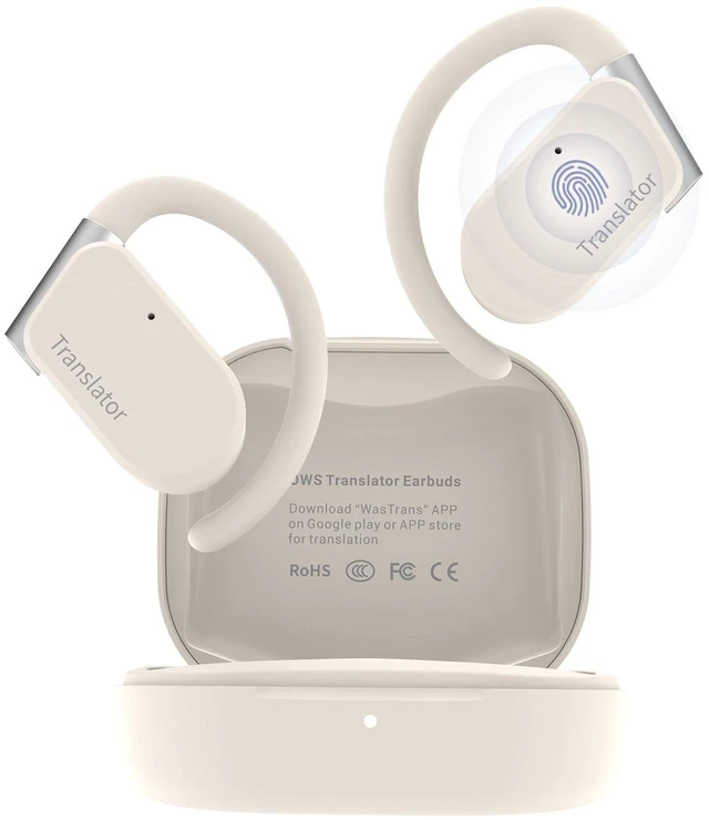 Main image of M9 Language Translator Earbuds Open-Ear Headphones Support 144 Languages & Accents Translation Earbuds Real Time Translator Device, Snug Fit, Ergonomic Ear Hooks Beige (Without Offline Package)