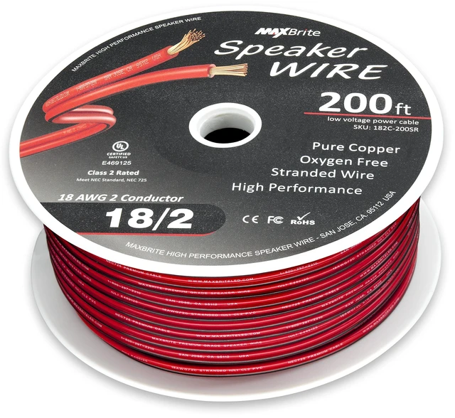Alt view image 2 of 3 - 200 ft. 18 Gauge Stranded Flexible Dual Conductor Bonded Zip Cord Wire, Oxygen Free Pure Copper - UL Listed Class 2
