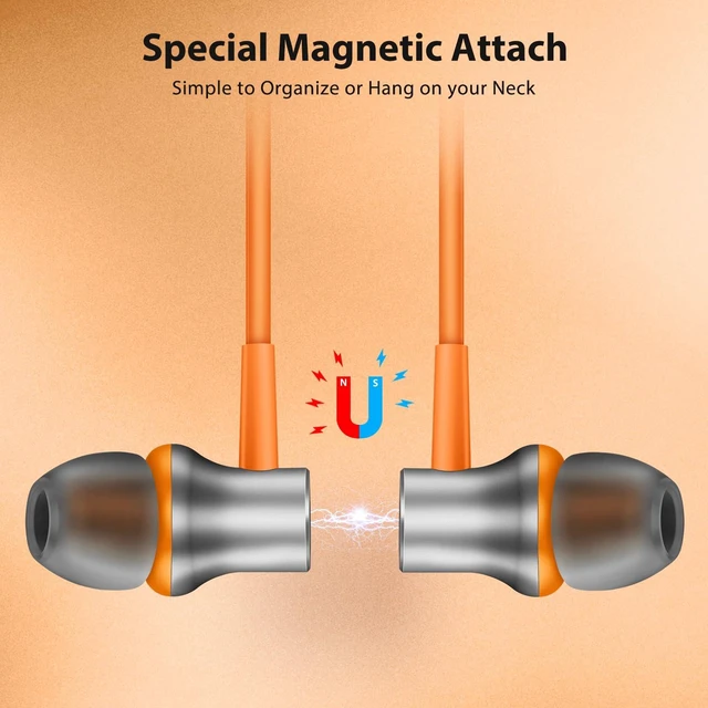 Alt view image 4 of 7 - USB C Earbuds for iPhone 18 Pro Type C Headphones with Mic Orange USB C In Ear Magnetic Headphone Stereo Remote Control Corded Type C Earphones for iPhone Duo Galaxy S26 FE S25 for iPad Pro