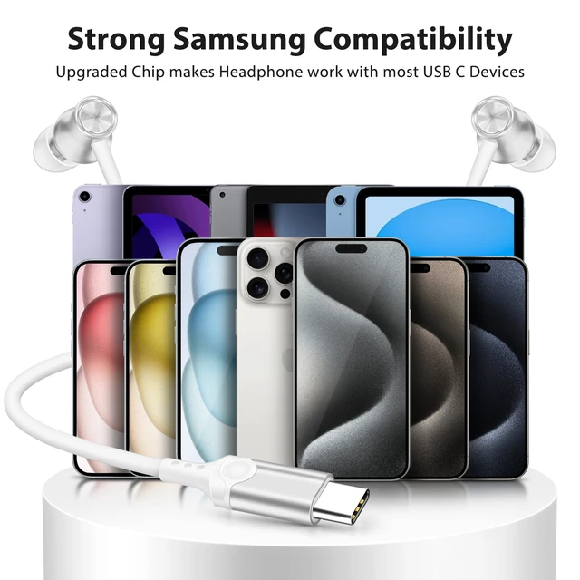 Alt view image 7 of 7 - USB C Earbuds for Samsung S26FE S25 Type C Headphone with Mic Silver USB C In Ear Magnetic Headphone Stereo Remote Control Corded Type C Earphones for iPhone 18 Pro Galaxy S26 S25 for iPad Pro