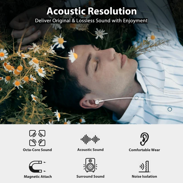 Alt view image 2 of 7 - USB C Earbuds for Samsung S26FE S25 Type C Headphone with Mic Silver USB C In Ear Magnetic Headphone Stereo Remote Control Corded Type C Earphones for iPhone 18 Pro Galaxy S26 S25 for iPad Pro