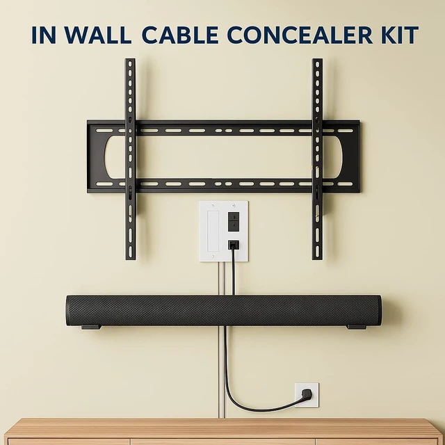 Alt view image 3 of 6 - in Wall Cable Concealer Kit Paintable, Cord Management System, TV, Home Theater & Office, Easy DIY Wire Hider Raceway, Power & Low Voltage Cables