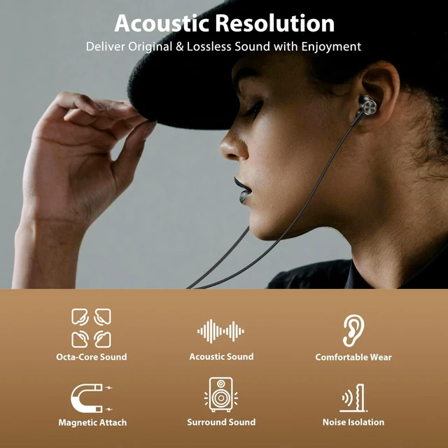 Alt view image 2 of 7 - USB C Earbuds for iPhone 18 Pro Type C Headphone with Mic Black Gold USB C In Ear Magnetic Headphone Stereo Remote Control Corded Type C Earphones for iPhone Duo Galaxy S26 FE S25 for iPad Pro