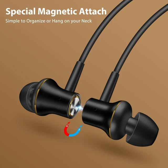 Alt view image 4 of 7 - USB C Earbuds for iPhone 18 Pro Type C Headphone with Mic Black Gold USB C In Ear Magnetic Headphone Stereo Remote Control Corded Type C Earphones for iPhone Duo Galaxy S26 FE S25 for iPad Pro