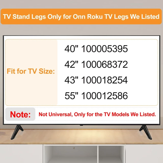 Alt view image 3 of 7 - Base Stand Compatible with Onn Roku TV, Only for Onn Roku TV Models Listed, 100005395 100068372 100018254 100012586 with Screws and Instruction, Please Check Before Purchase