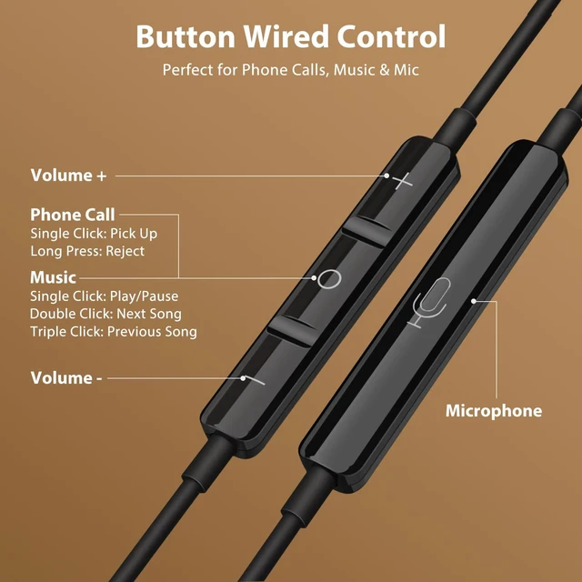Alt view image 6 of 7 - USB C Earbuds for iPhone 18 Pro Type C Headphone with Mic Black Gold USB C In Ear Magnetic Headphone Stereo Remote Control Corded Type C Earphones for iPhone Duo Galaxy S26 FE S25 for iPad Pro
