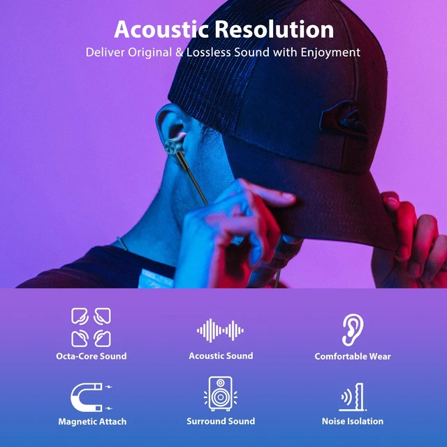 Alt view image 2 of 7 - USB C Earbuds for iPhone 18 Pro Headphones with Mic Gradient Purple USB C In Ear Magnetic Headphone Stereo Remote Control Corded Type C Earphones for iPhone Duo Galaxy S26 FE S25 for iPad Pro