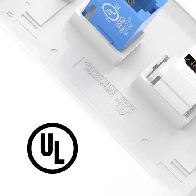 Alt view image 2 of 7 - HDMI Ethernet Wall Plate UL Listed, 8K HDMI and CAT6 Wall Jack UL Listed for Safety, 8K HDMI Keytstone Jack, 1000Mbps RJ45 Keystone Coupler