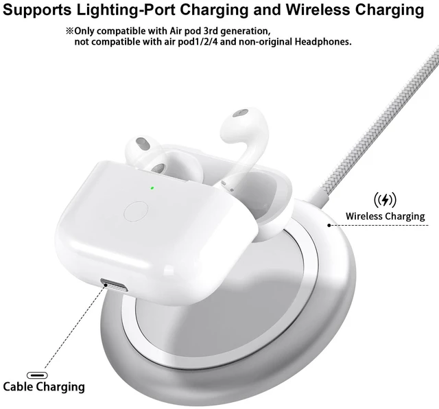 Alt view image 3 of 7 - Wireless Charging Case Replacement Compatible with AirPod 3rd Generation, Air Pod 3 Charger Case with Bluetooth Pairing Sync Button