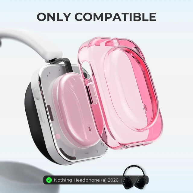 Alt view image 2 of 7 - Shell Case for Nothing Headphone(a) 2026 Headphone (Clear Pink) TPU Protective Cover,Ultra-Thin Anti-Scratch Drop-Proof Shockproof Headphone Case