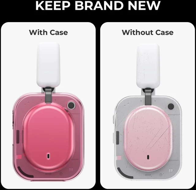 Alt view image 3 of 7 - Shell Case for Nothing Headphone(a) 2026 Headphone (Clear Pink) TPU Protective Cover,Ultra-Thin Anti-Scratch Drop-Proof Shockproof Headphone Case