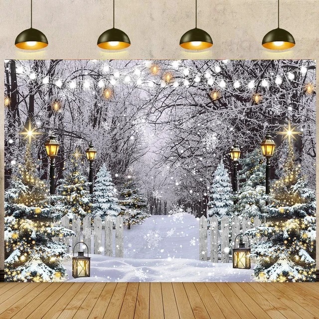 Main image of Winter Wonderland Backdrop 10x8FT Winter Snowflake Christmas Tree Forest Scene Photography Background Snowy Xmas Party Decorations Supplies Photo Props