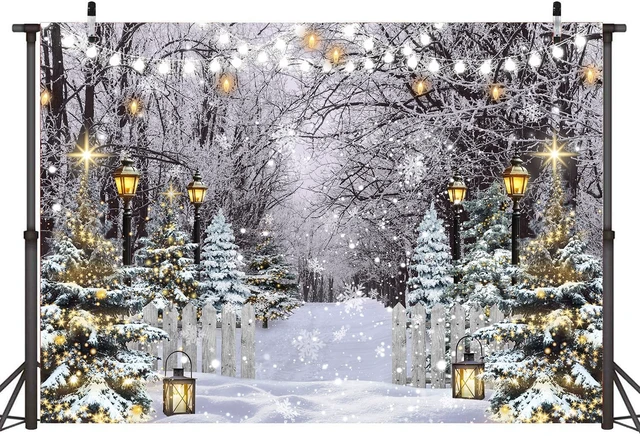 Alt view image 2 of 7 - Winter Wonderland Backdrop 10x8FT Winter Snowflake Christmas Tree Forest Scene Photography Background Snowy Xmas Party Decorations Supplies Photo Props
