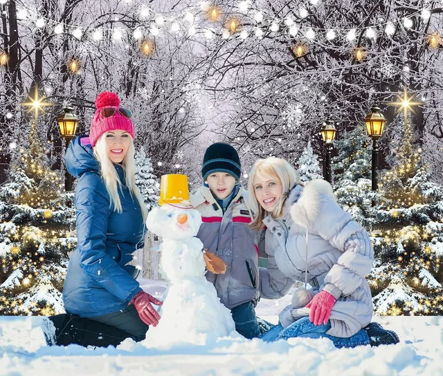 Alt view image 5 of 7 - Winter Wonderland Backdrop 10x8FT Winter Snowflake Christmas Tree Forest Scene Photography Background Snowy Xmas Party Decorations Supplies Photo Props