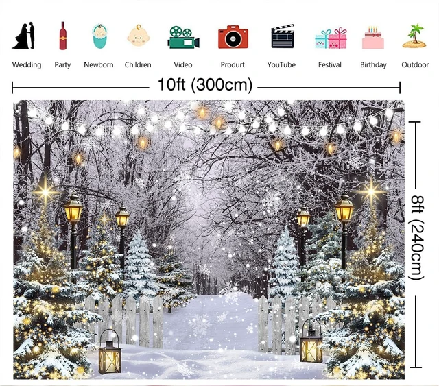 Alt view image 6 of 7 - Winter Wonderland Backdrop 10x8FT Winter Snowflake Christmas Tree Forest Scene Photography Background Snowy Xmas Party Decorations Supplies Photo Props