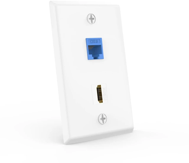 Alt view image 5 of 7 - HDMI Ethernet Wall Plate UL Listed, 8K HDMI and CAT6 Wall Jack UL Listed for Safety, 8K HDMI Keytstone Jack, 1000Mbps RJ45 Keystone Coupler