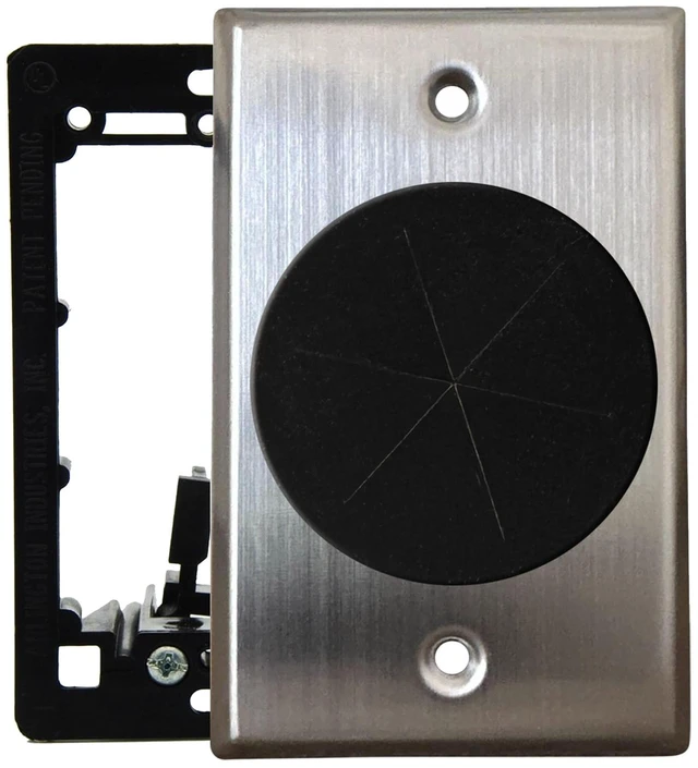 Main image of Stainless Steel Cable Pass Through Wall Plate for HDMI & Ethernet Grommet Wall Plate for In-Wall Cable Management, Wire Concealment, TV, HDMI, Ethernet, Speaker Wires & Home Theater Systems