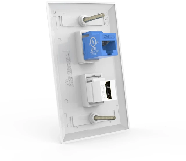 Alt view image 7 of 7 - HDMI Ethernet Wall Plate UL Listed, 8K HDMI and CAT6 Wall Jack UL Listed for Safety, 8K HDMI Keytstone Jack, 1000Mbps RJ45 Keystone Coupler