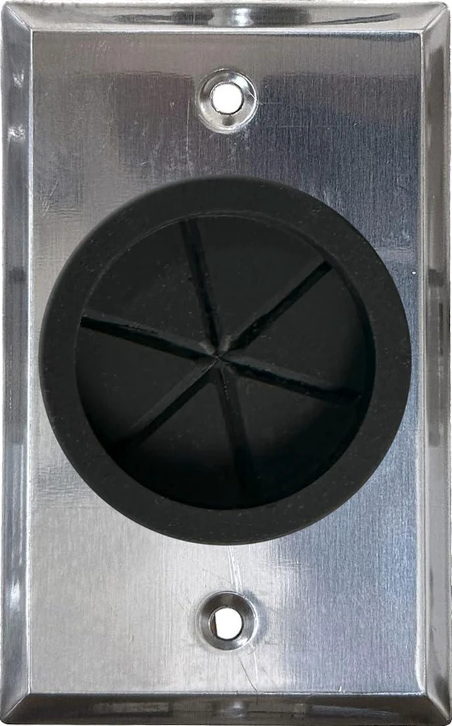 Alt view image 3 of 7 - Stainless Steel Cable Pass Through Wall Plate for HDMI & Ethernet Grommet Wall Plate for In-Wall Cable Management, Wire Concealment, TV, HDMI, Ethernet, Speaker Wires & Home Theater Systems