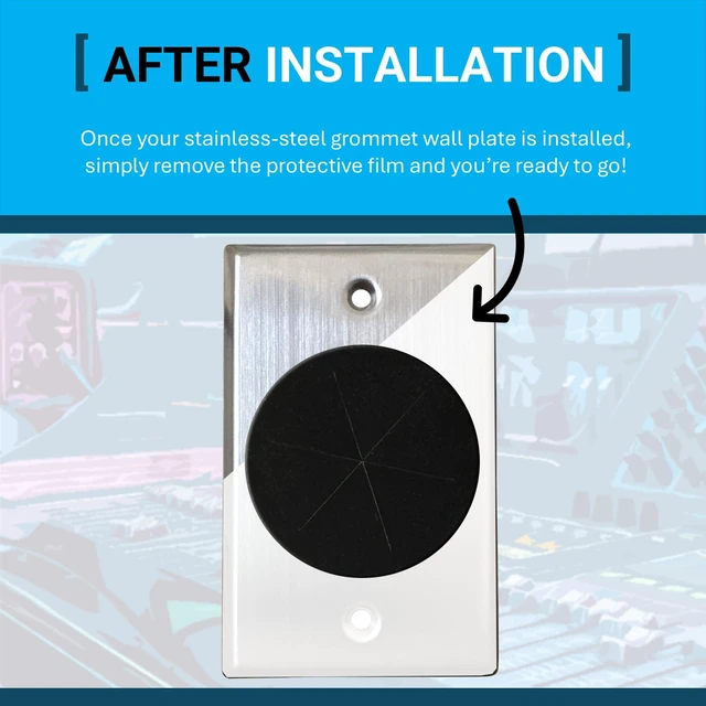 Alt view image 6 of 7 - Stainless Steel Cable Pass Through Wall Plate for HDMI & Ethernet Grommet Wall Plate for In-Wall Cable Management, Wire Concealment, TV, HDMI, Ethernet, Speaker Wires & Home Theater Systems
