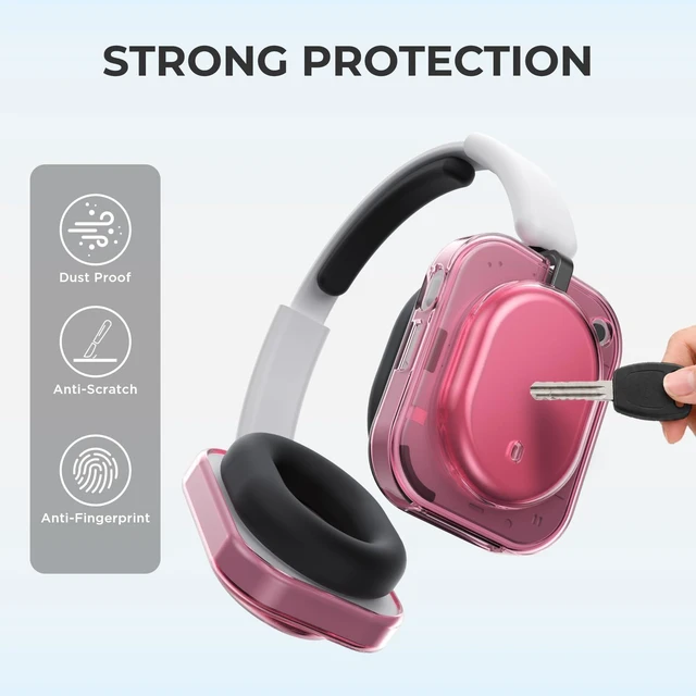 Alt view image 4 of 7 - Shell Case for Nothing Headphone(a) 2026 Headphone (Clear Pink) TPU Protective Cover,Ultra-Thin Anti-Scratch Drop-Proof Shockproof Headphone Case