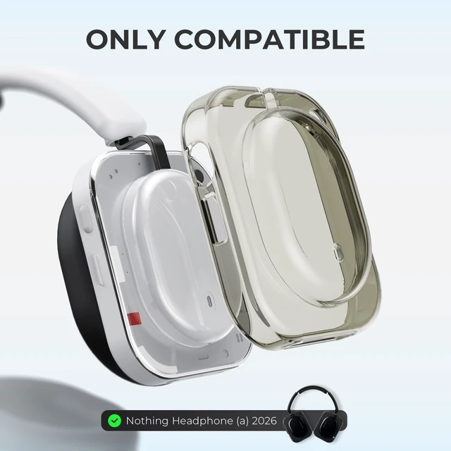 Alt view image 2 of 7 - Shell Case for Nothing Headphone(a) 2026 Headphone (Clear Grey) TPU Protective Cover,Ultra-Thin Anti-Scratch Drop-Proof Shockproof Headphone Case