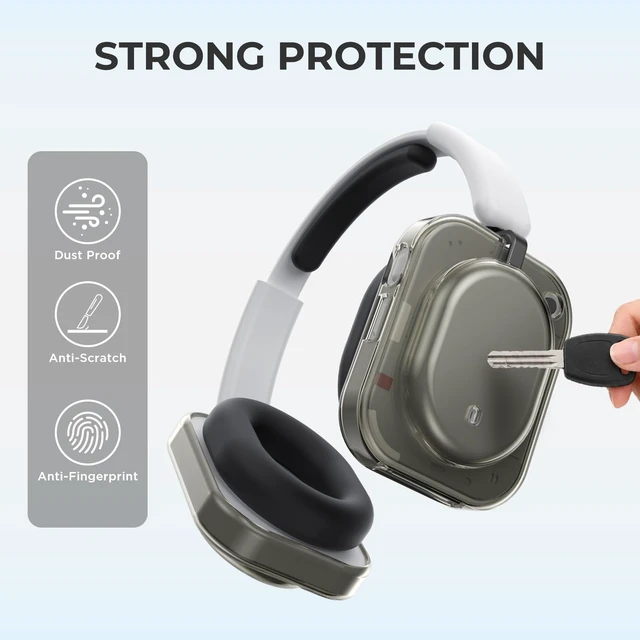 Alt view image 4 of 7 - Shell Case for Nothing Headphone(a) 2026 Headphone (Clear Grey) TPU Protective Cover,Ultra-Thin Anti-Scratch Drop-Proof Shockproof Headphone Case
