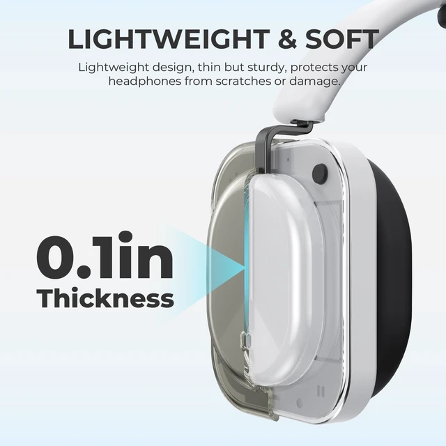 Alt view image 5 of 7 - Shell Case for Nothing Headphone(a) 2026 Headphone (Clear Grey) TPU Protective Cover,Ultra-Thin Anti-Scratch Drop-Proof Shockproof Headphone Case