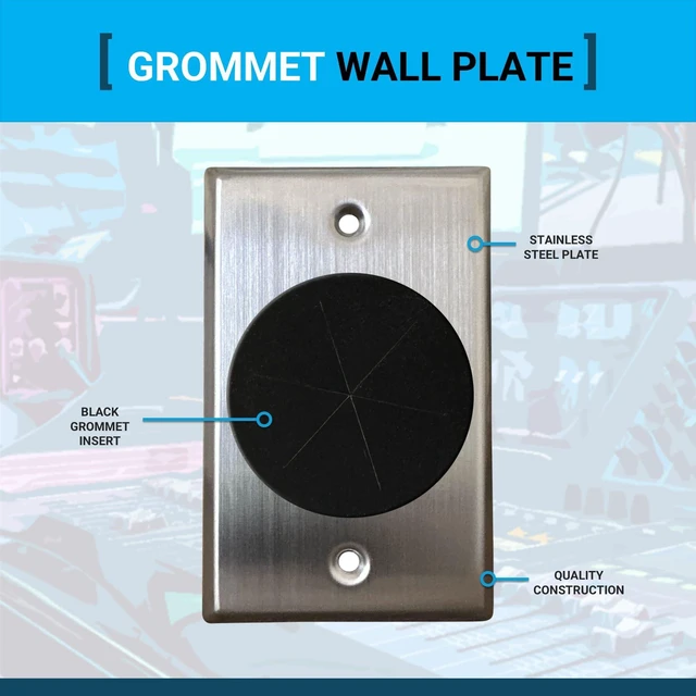 Alt view image 7 of 7 - Stainless Steel Cable Pass Through Wall Plate for HDMI & Ethernet Grommet Wall Plate for In-Wall Cable Management, Wire Concealment, TV, HDMI, Ethernet, Speaker Wires & Home Theater Systems