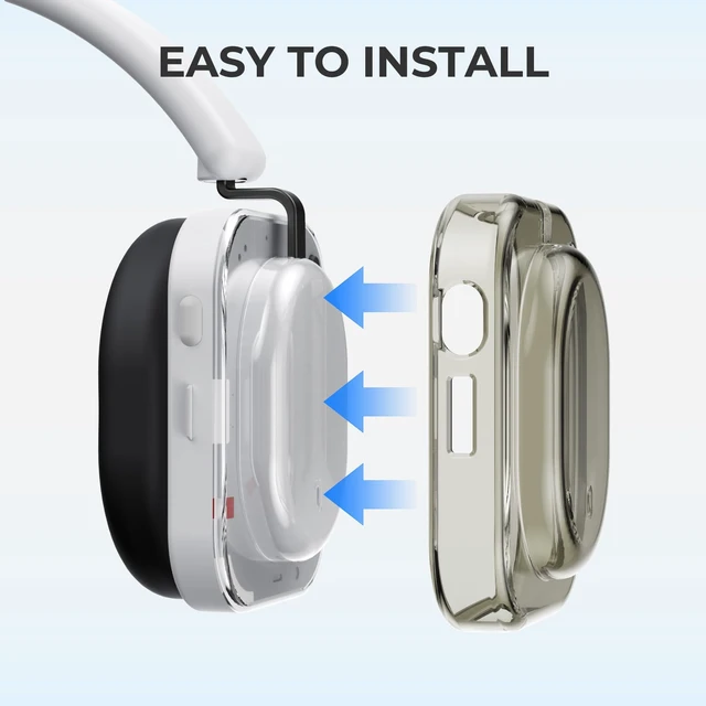 Alt view image 7 of 7 - Shell Case for Nothing Headphone(a) 2026 Headphone (Clear Grey) TPU Protective Cover,Ultra-Thin Anti-Scratch Drop-Proof Shockproof Headphone Case