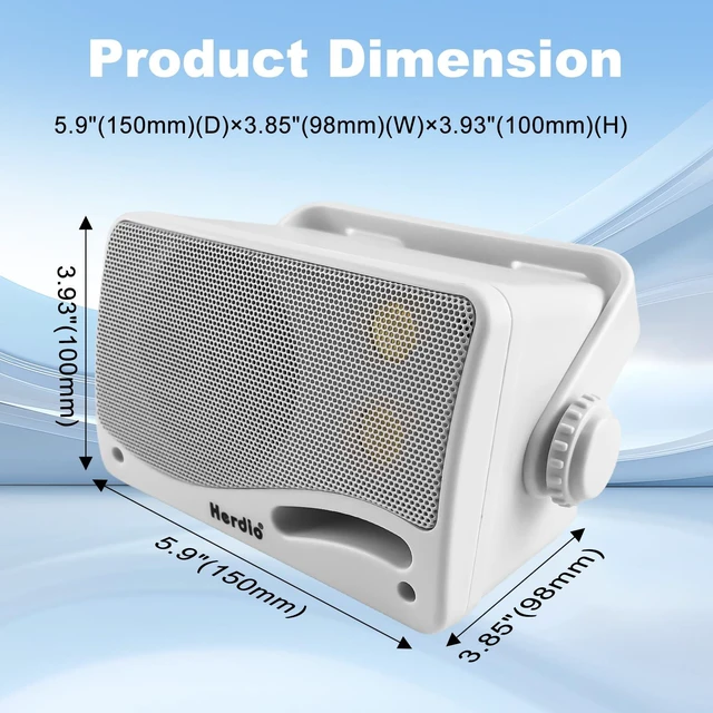 Alt view image 7 of 7 - 3.5 Inch Passive Outdoor Speakers Wired Waterproof Wall Mount Speakers with 400W Superior Sound, All-Weather Durability, for Home Patio Garden Marine Boat Garage Indoor,4-Pack White