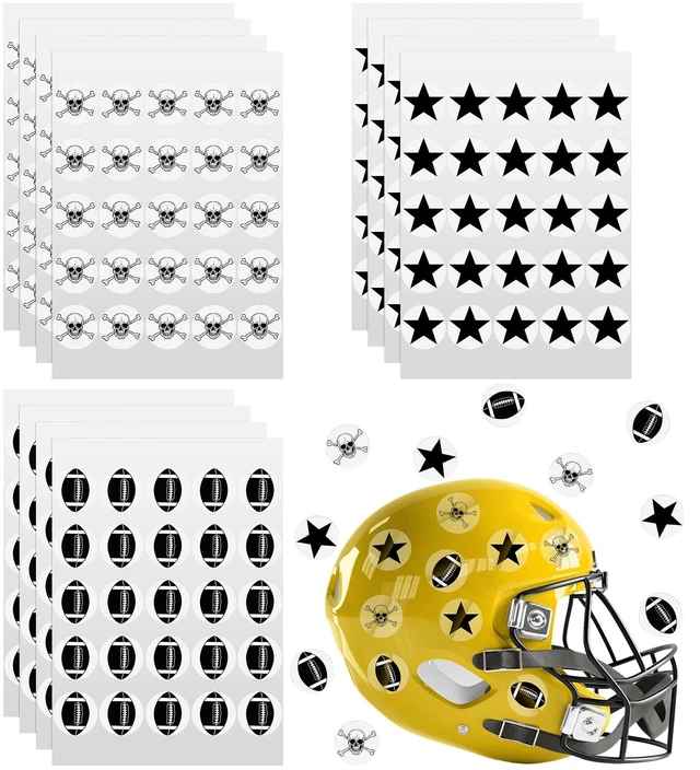 Main image of 300 Pcs Football Helmet Stickers Self Adhesive, Black for Youth Hockey Baseball Softball Gear, Waterproof Vinyl with 3 Patterns, Easy Application and Removal