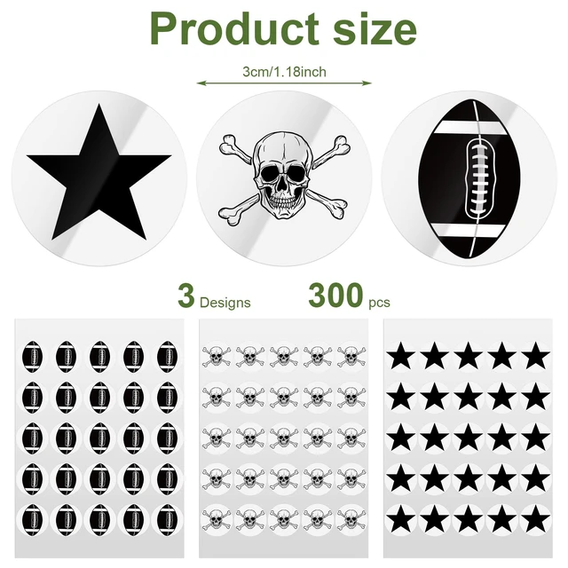 Alt view image 3 of 7 - 300 Pcs Football Helmet Stickers Self Adhesive, Black for Youth Hockey Baseball Softball Gear, Waterproof Vinyl with 3 Patterns, Easy Application and Removal