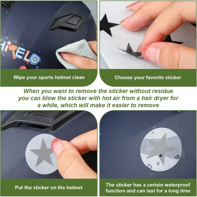 Alt view image 4 of 7 - 300 Pcs Football Helmet Stickers Self Adhesive, Black for Youth Hockey Baseball Softball Gear, Waterproof Vinyl with 3 Patterns, Easy Application and Removal