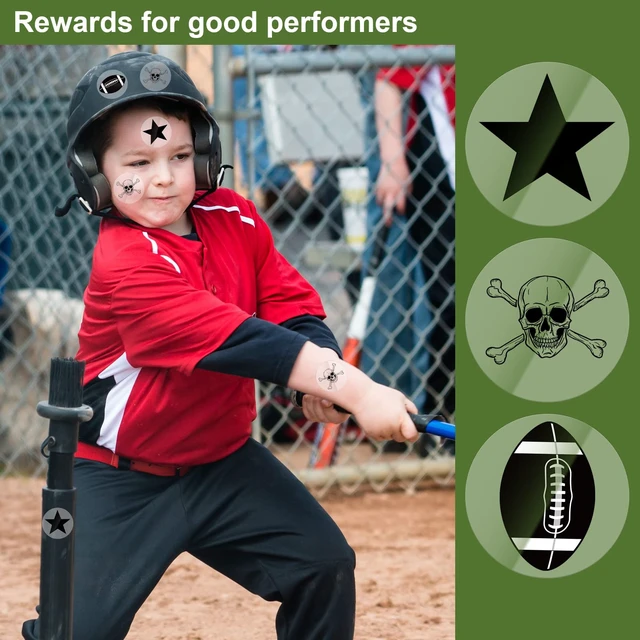 Alt view image 6 of 7 - 300 Pcs Football Helmet Stickers Self Adhesive, Black for Youth Hockey Baseball Softball Gear, Waterproof Vinyl with 3 Patterns, Easy Application and Removal