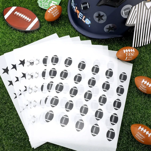 Alt view image 7 of 7 - 300 Pcs Football Helmet Stickers Self Adhesive, Black for Youth Hockey Baseball Softball Gear, Waterproof Vinyl with 3 Patterns, Easy Application and Removal
