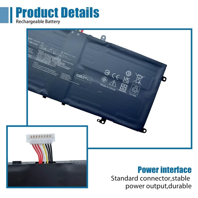 Alt view image 3 of 6 - C41N1904 Laptop Battery Replacement for Asus ZenBook 13 UX325EA BX325JA UM325SA UM325UA UX325JA 14 UX425EA UM425IA UX425JA Flip 13 UX363EA Flip S UX371EA Series 15.48V 67Wh 4347mAh