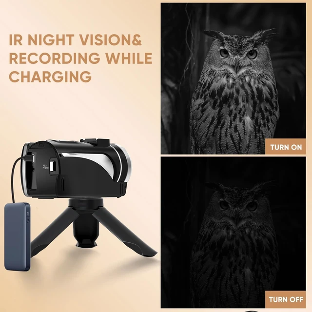 Alt view image 4 of 7 - 4K Video Camera Z36-1080P 30FPS Camcorder for YouTube IR Night Vision 3" HD Screen 18X Digital Zoom with Fill Light,32G Card, Remote, 2 Batteries