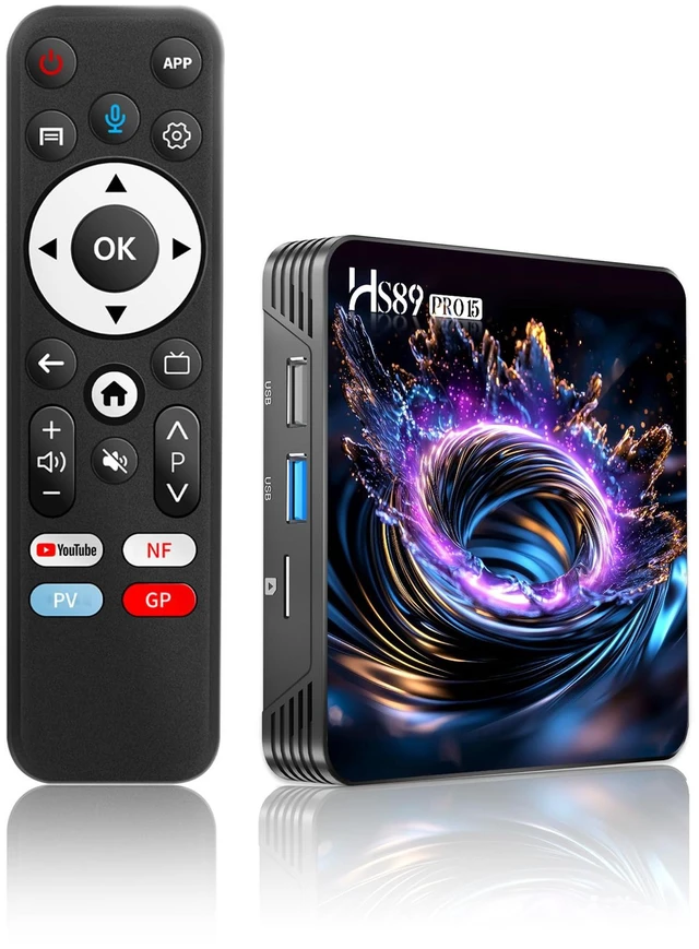 Main image of HS89 PRO15 Android TV Box 14.0 8K 2026 Android Box 4GB RAM 32GB ROM RK3539 Quad Core 64bit, Support Dual WiFi 6 2.4G/5G BT5.0 Ethernet 10/100M 3D HDR10+ Smart TV Box Android with Voice Remote Control