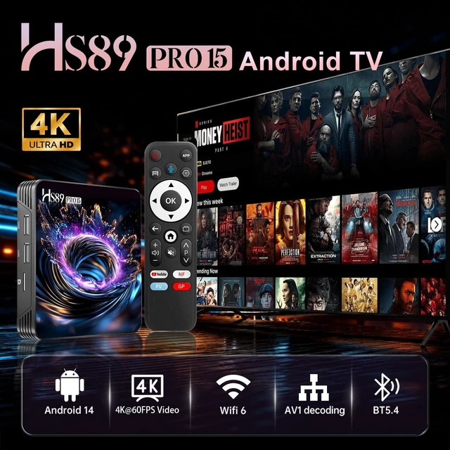 Alt view image 2 of 7 - HS89 PRO15 Android TV Box 14.0 8K 2026 Android Box 4GB RAM 32GB ROM RK3539 Quad Core 64bit, Support Dual WiFi 6 2.4G/5G BT5.0 Ethernet 10/100M 3D HDR10+ Smart TV Box Android with Voice Remote Control