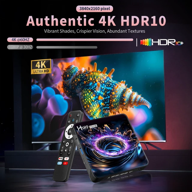 Alt view image 3 of 7 - HS89 PRO15 Android TV Box 14.0 8K 2026 Android Box 4GB RAM 32GB ROM RK3539 Quad Core 64bit, Support Dual WiFi 6 2.4G/5G BT5.0 Ethernet 10/100M 3D HDR10+ Smart TV Box Android with Voice Remote Control