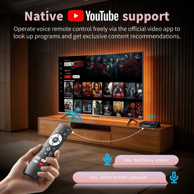 Alt view image 4 of 7 - HS89 PRO15 Android TV Box 14.0 8K 2026 Android Box 4GB RAM 32GB ROM RK3539 Quad Core 64bit, Support Dual WiFi 6 2.4G/5G BT5.0 Ethernet 10/100M 3D HDR10+ Smart TV Box Android with Voice Remote Control