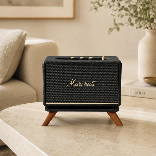 Main image of Speaker Stand Compatible with Marshall Acton III/Acton II, Acrylic Desktop Riser with Walnut Legs for Marshall Acton 3 Speaker Not Included