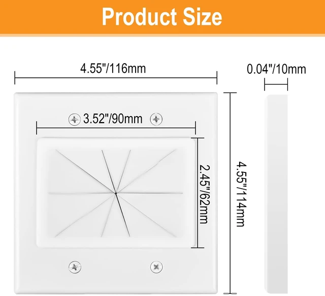 Alt view image 3 of 7 - 2 Gang Wall Plate with Low Voltage Mounting Bracket, 2 Pair, Silicone Pass Through in Wall Hider, Cable Management Kit for HDMI Cables, Ethernet Cables, HDTV Home Theater System