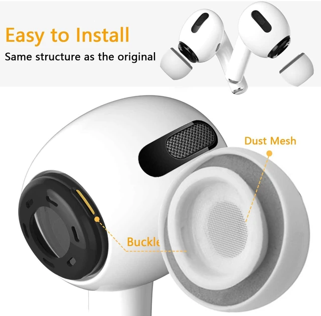 Alt view image 2 of 7 - Upgraded Memory Foam&Silicone Hybrid Ear Tips for AirPods Pro 1st & 2nd Gen,Ultra-Comfort,Anti-Slip Eartips,Perfect Noise Reduction,Fit in The Charging Case,3 Pairs(Grey, Small)
