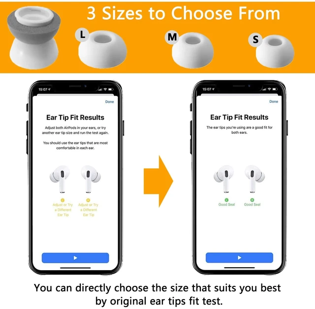 Alt view image 7 of 7 - Upgraded Memory Foam&Silicone Hybrid Ear Tips for AirPods Pro 1st & 2nd Gen,Ultra-Comfort,Anti-Slip Eartips,Perfect Noise Reduction,Fit in The Charging Case,3 Pairs(Grey, Small)