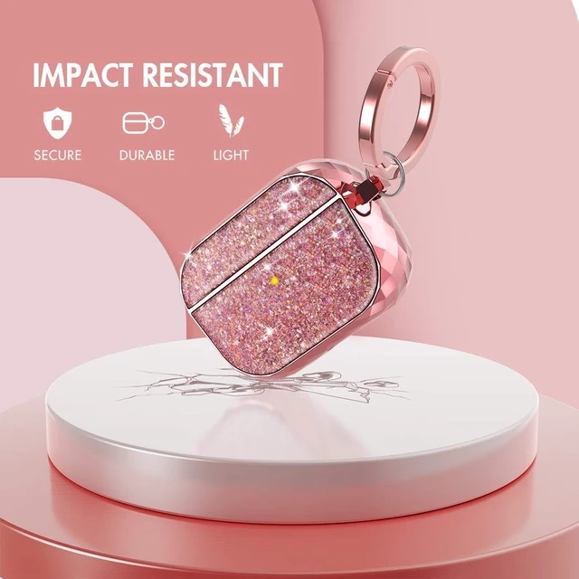 Alt view image 4 of 7 - AirPods Pro Case Cover for Women Girls Hard-Shell, Front LED Visible, Carabiner Included, Supports Wireless Charging, Shock Resistant, Full Protection