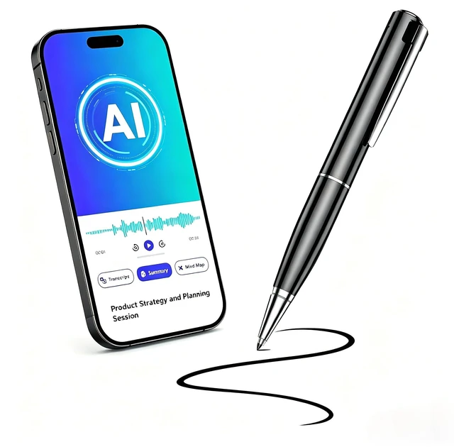 Main image of AI Voice Recorder with Real-Time Transcription, AI Summary & Mind Map, AI Note Taking Device Supports 150 Languages, Smart Digital Voice Recorder for Meetings, Lectures & Interviews