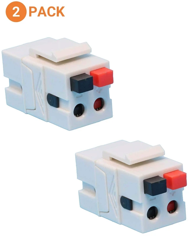 Alt view image 3 of 3 - 2 Pack Spring Loaded Speaker Keystone Jack, Female to Female Spring Loaded Speaker Keystone Jack for Home Theater Wall Plates, Female to Female Audio Connector, White, 2 Pack