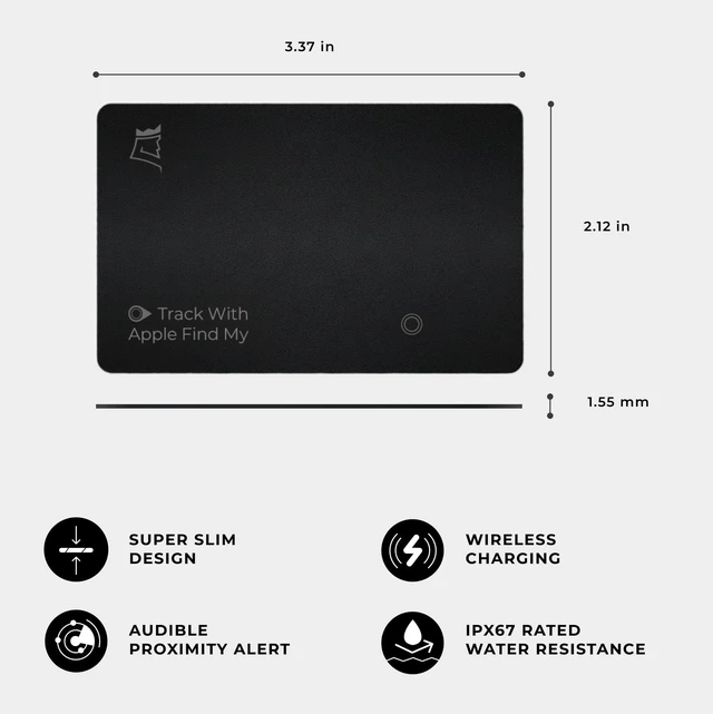 Alt view image 6 of 7 - Trackable Tracker Card, Compatible with Apple Find My App Long Lasting Battery (5 Months), Wireless Charging, Ultra-Slim Design, Audible Ping Alerts, Durable & Water-Resistant